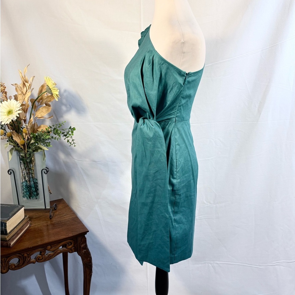 Ted Baker Lauica One Shoulder Linen Blend Mini Dress Turquoise Sz 0 US 2 🧡 - Picture 7 of 12